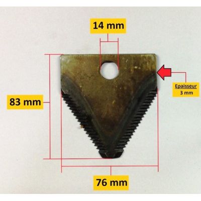 Couteau triangulaire réversible spécial BRF pour broyeur 6.5 et 13 CV - Avant 2015